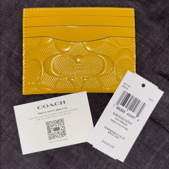 Coach Yellow Embossed Card Holder - Picture 3 of 3